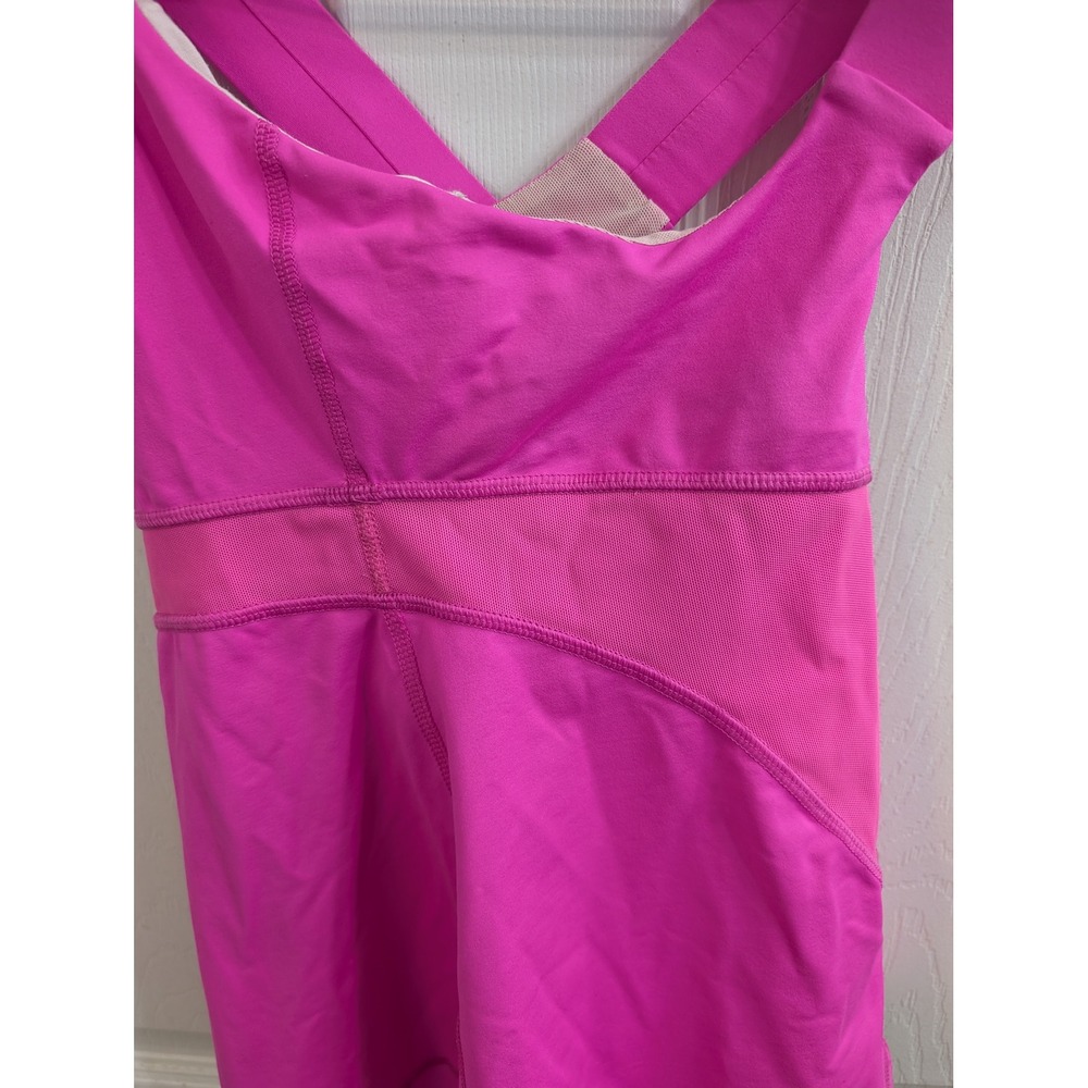 Lululemon Push‎ Your Limits Tank Top Womens Pink Activewear Bra Mesh - Size 4 - Picture 3 of 5